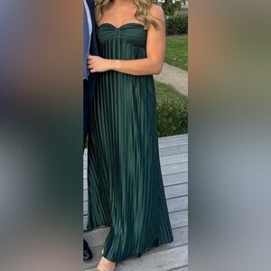 Lulus Emerald Green Satin Maxi Dress size XS